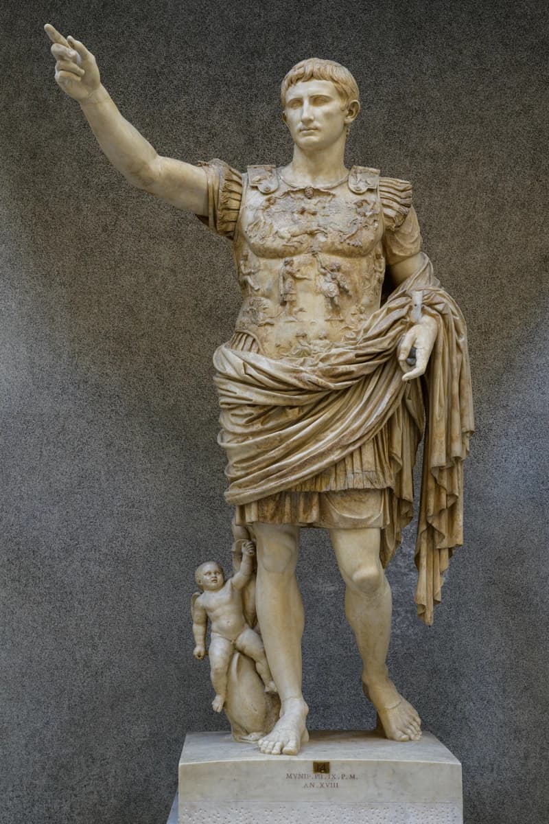 Ancient idealized statue; Augustus of Prima Porta
