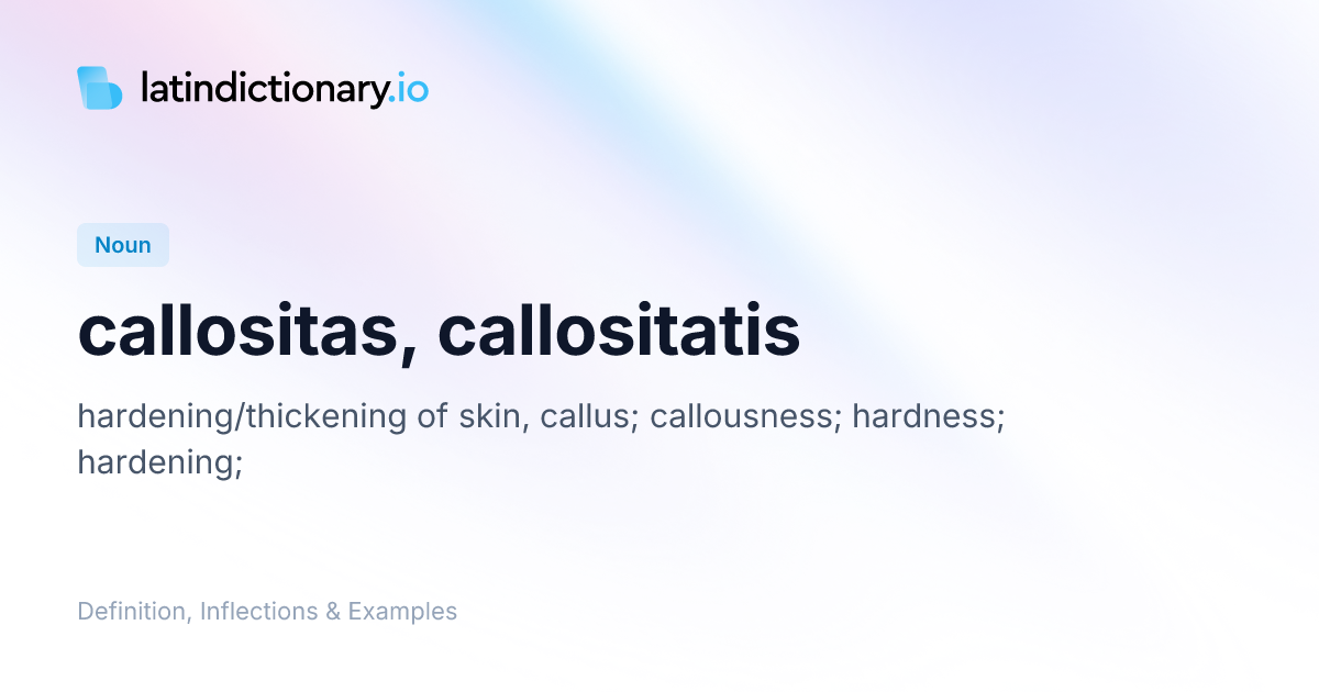 callositas: Latin Definition, Inflections, and Examples ...